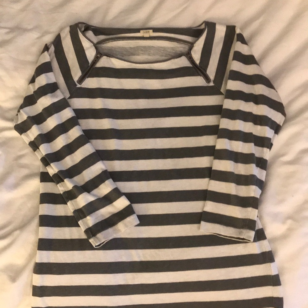 Grey and white stripe long sleeve.